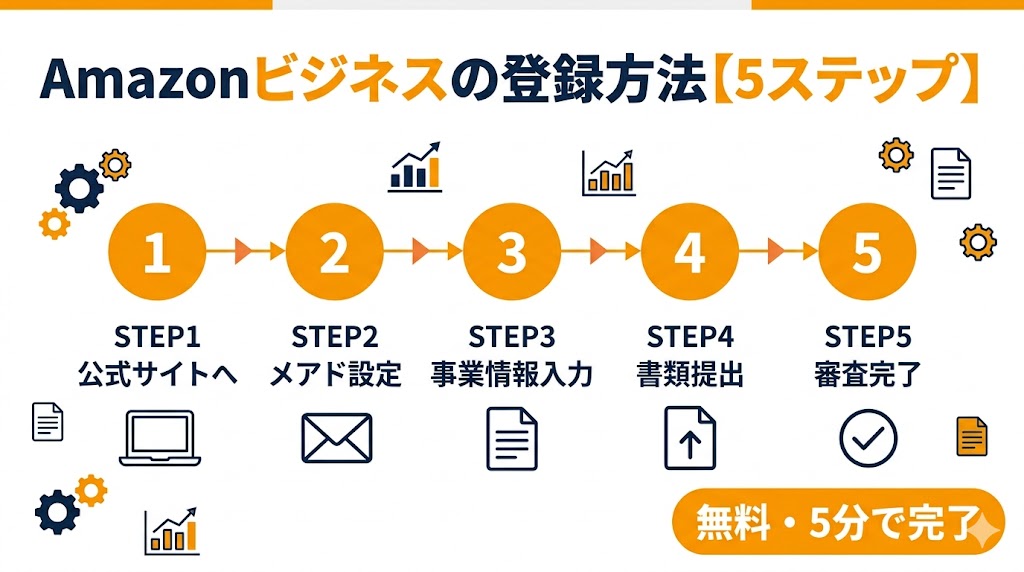 Amazonビジネスの登録方法を5ステップで図解した画像