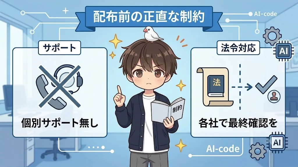 無料配布アプリの個別サポート無しと法令対応の注意