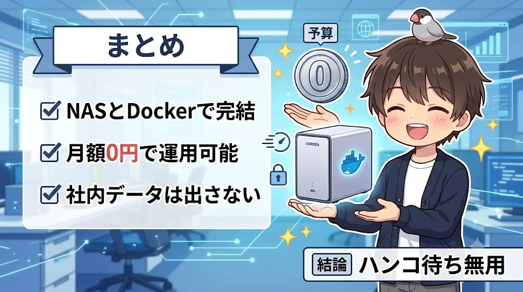 NASとDockerで経費精算を完結させるまとめ図